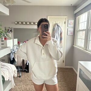 White Quilted Pullover and Shorts Set